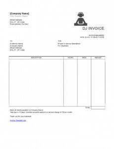 Sample Dj Service Invoice Template Sample