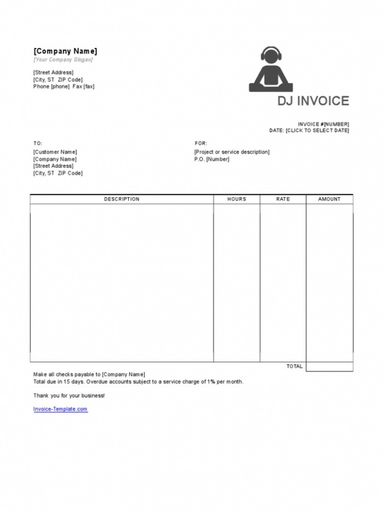 Printable Dj Service Invoice Template 
