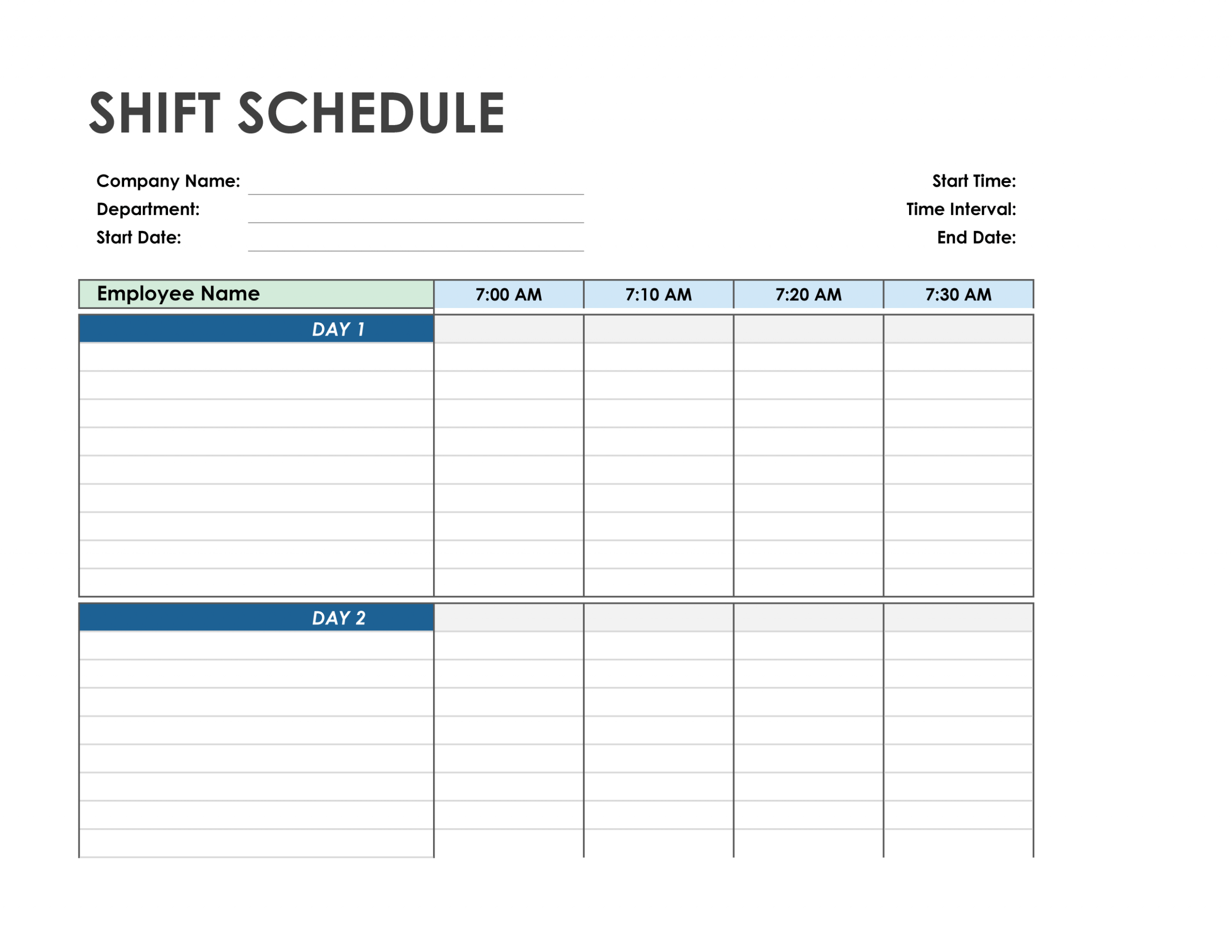 Free Employee Shift Work Schedule Template Sample