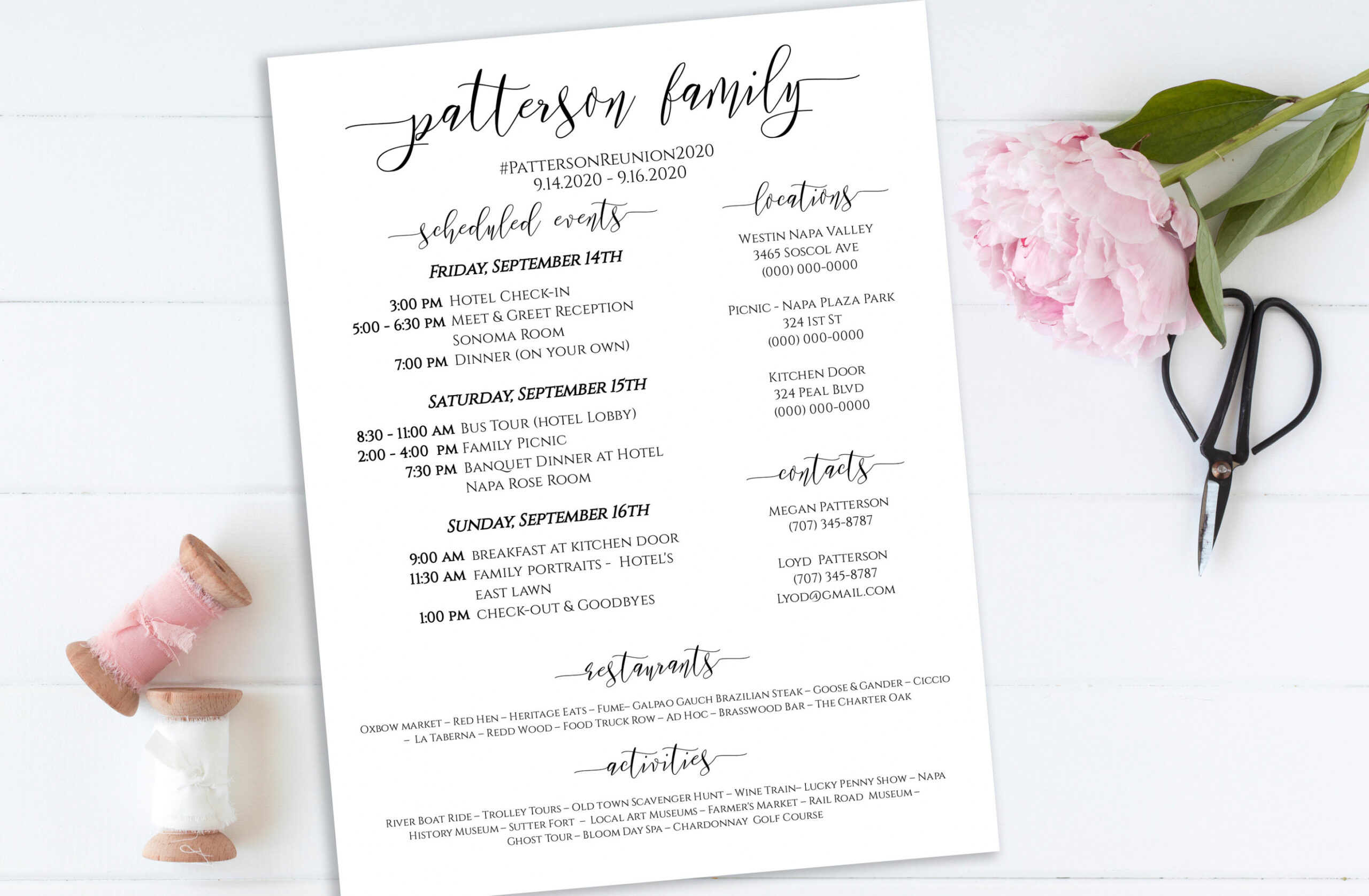  Family Reunion Schedule Of Events Template PDF