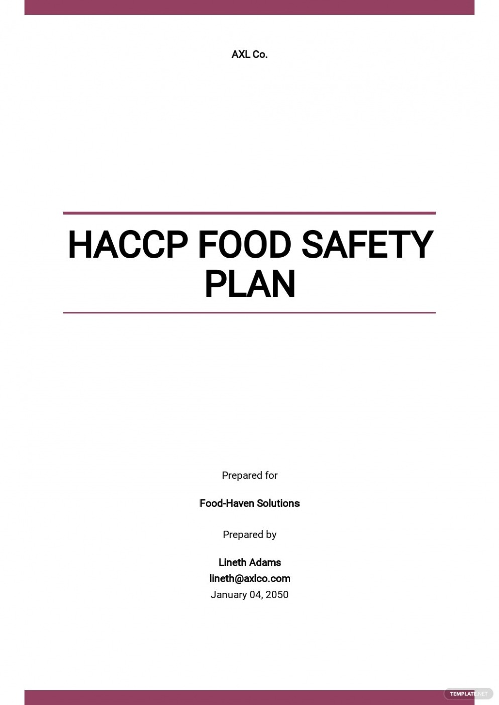 Free Food Safety Plan Template CSV