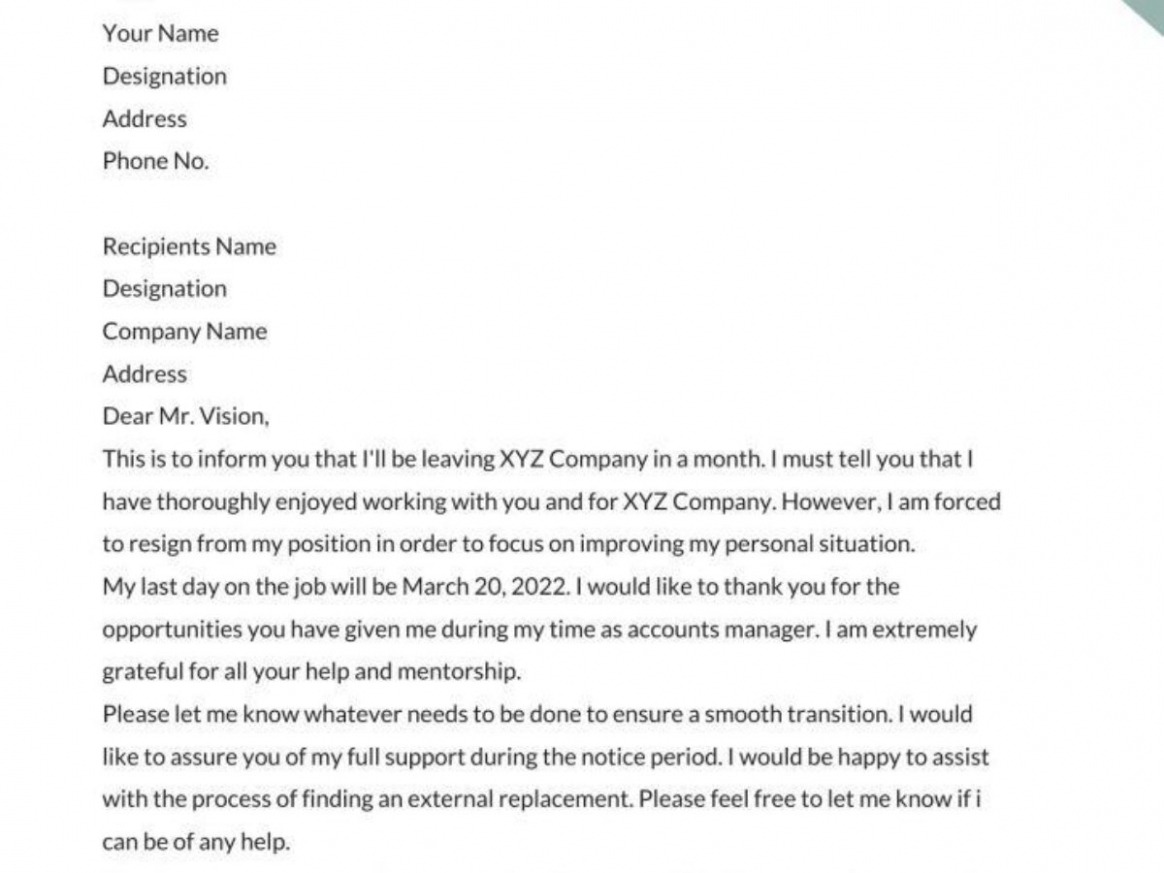 Free Forced Resignation Letter Template Word