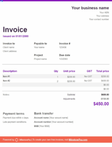 Editable Free Australian Tax Invoice Template PPT