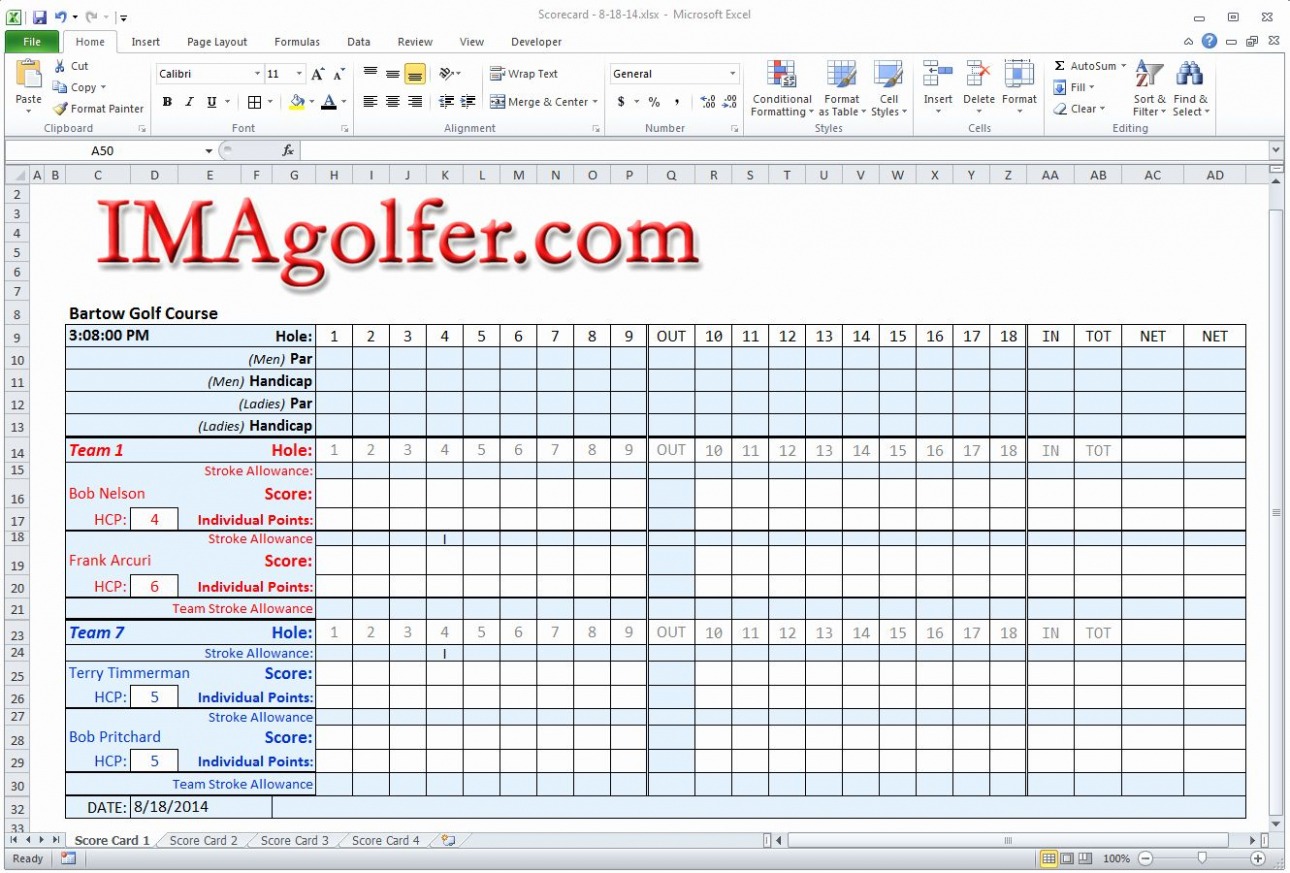 Editable Golf League Schedule Template Sample