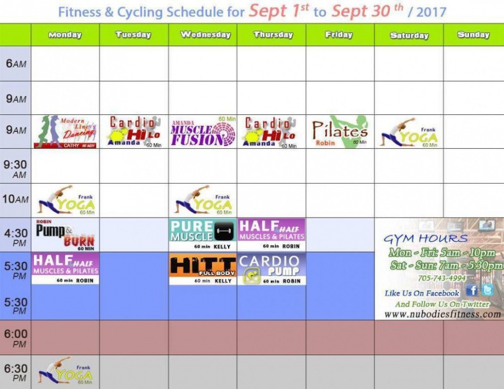 Printable Group Exercise Schedule Template CSV