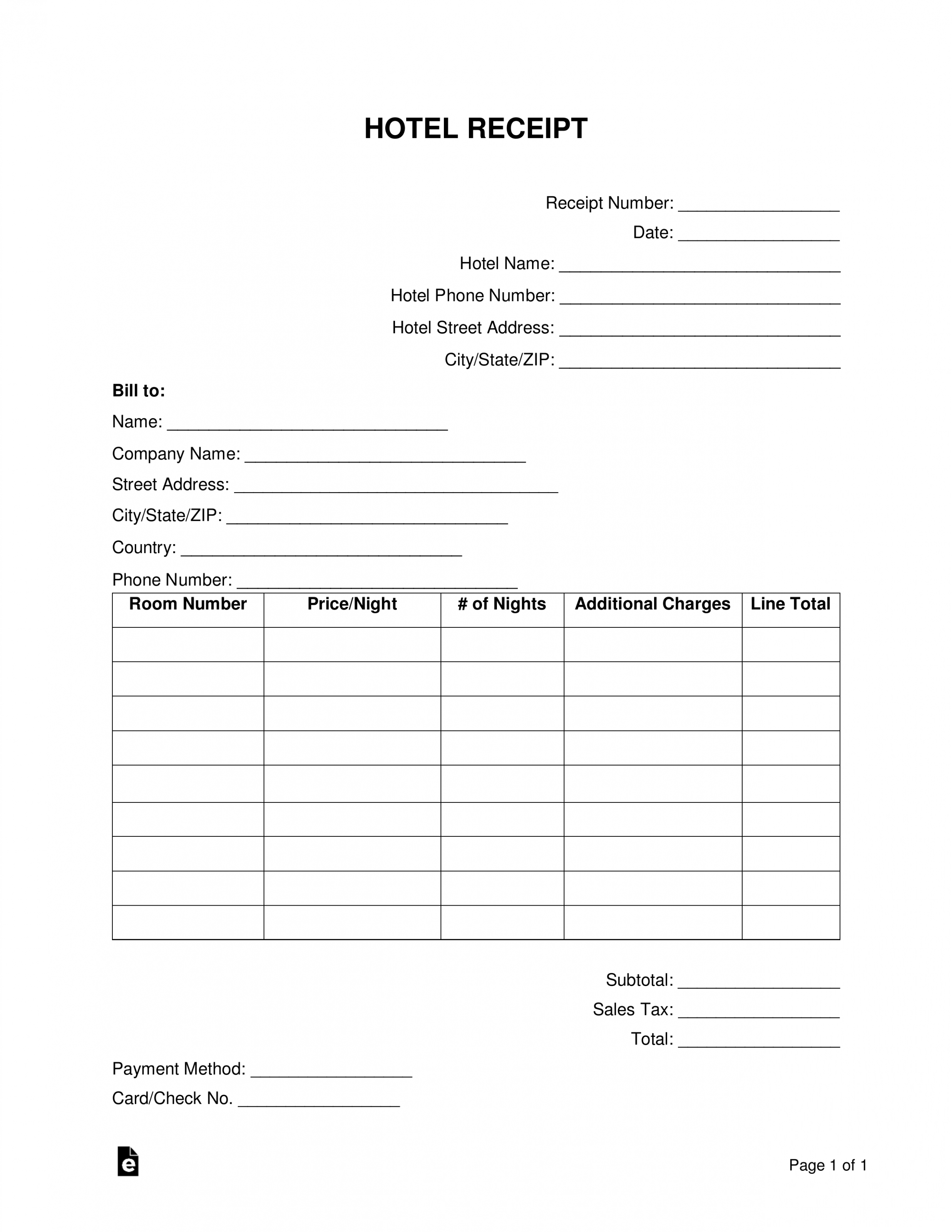 Printable Guest House Invoice Template Docs