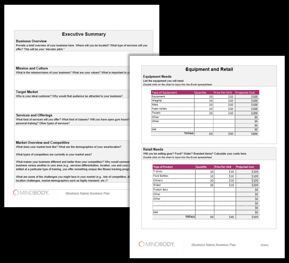 Editable Gym Business Plan Template Sample