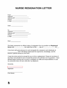 Printable Health Care Resignation Letter CSV