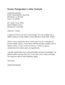 Hospice Nurse Resignation Letter PDF