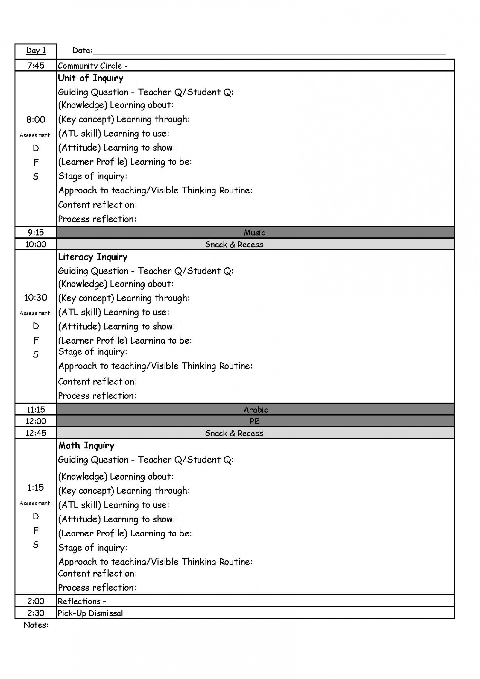 Printable Ib Unit Plan Template PDF