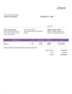 Sample Independent Contractor Billing Invoice Template