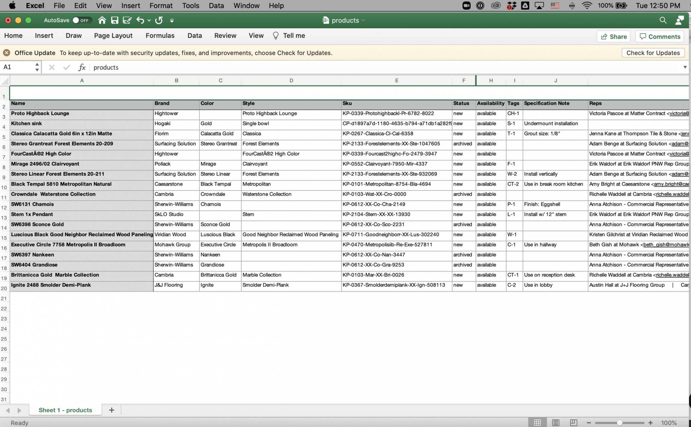 Interior Finishes Schedule Template