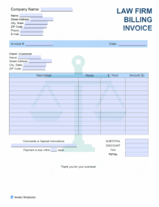 Printable Law Firm Billing Invoice Template Excel