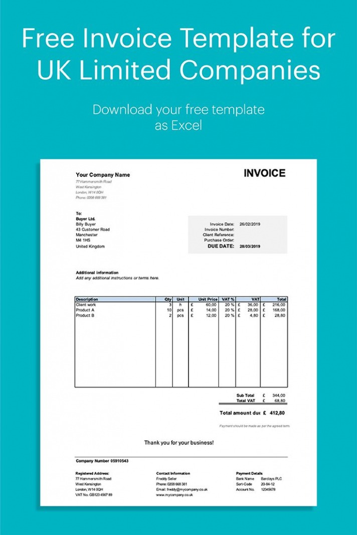 Sample Ltd Company Invoice Template Excel