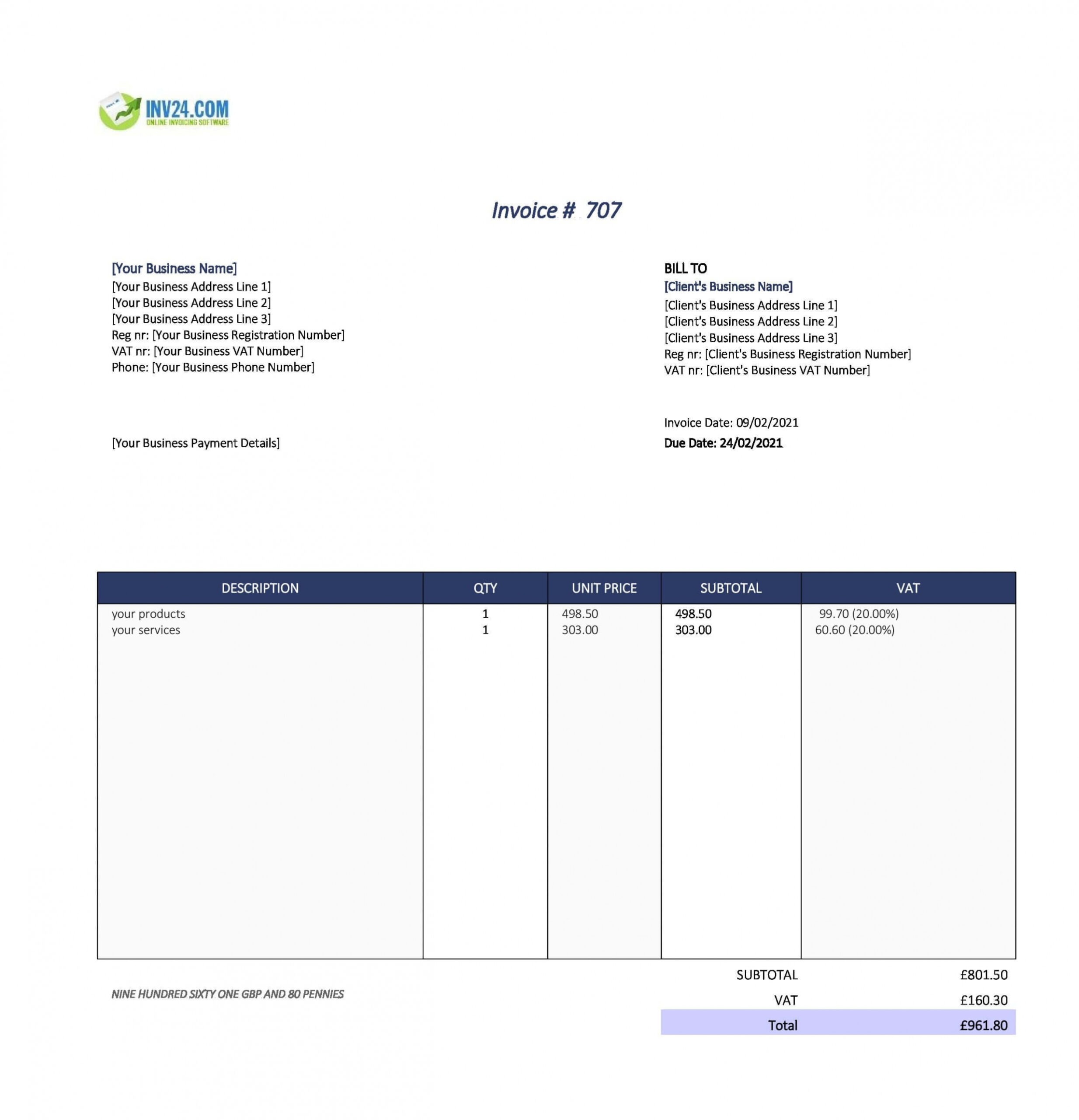 Sample Ltd Company Invoice Template Docs