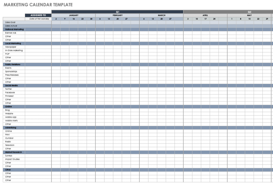 Printable Marketing Plan Schedule Template PDF