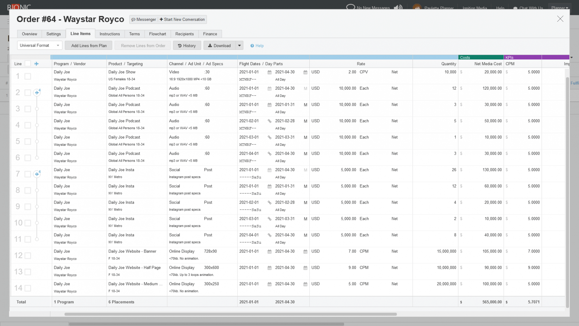 Sample Media Insertion Order Template Docs