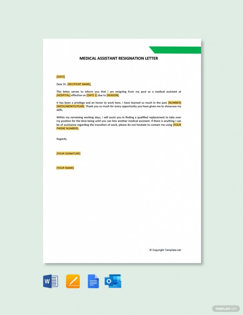 Free Medical Assistant Resignation Letter PDF Free Medical Assistant Resignation Letter PDF