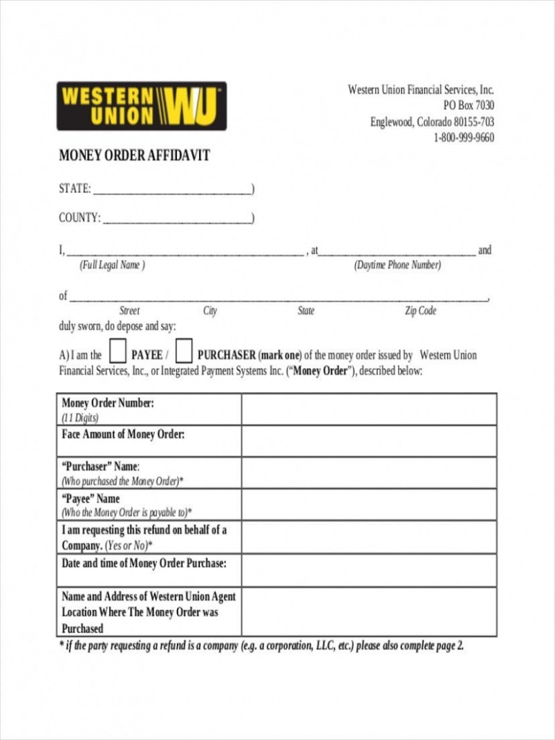 Sample Money Order Receipt Template Doc