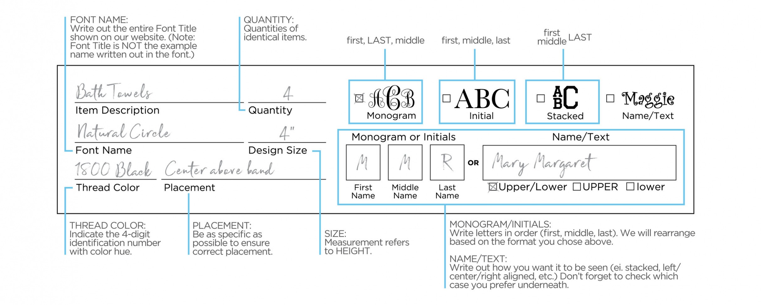 Editable Monogram Order Form Template PDF