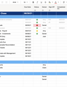 Editable Month End Closing Schedule Template Sample