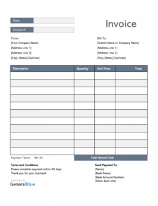 Printable Net 30 Invoice Template