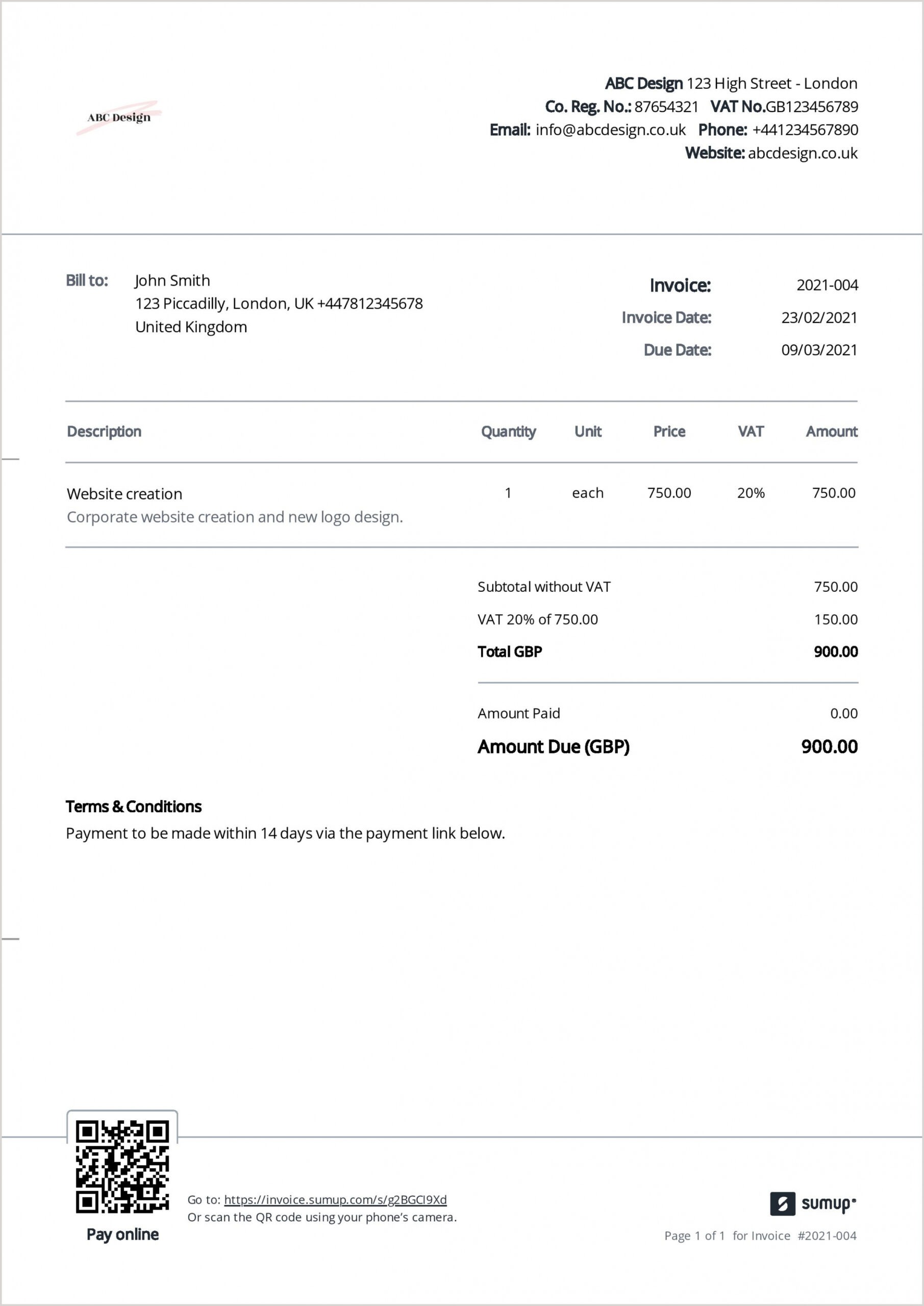 Editable Non Vat Invoice Template Sample