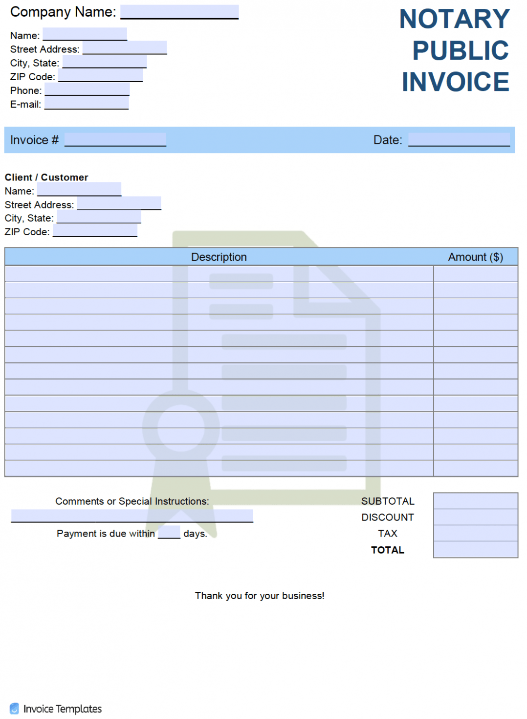 Printable Notary Invoice Template Free Docs Printable Notary Invoice Template Free Docs