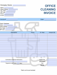 Editable Office Cleaning Invoice Template Excel