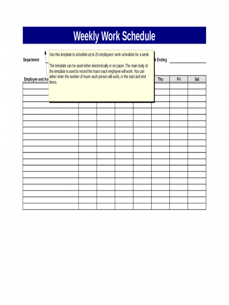 Editable Online Work Schedule Template Word