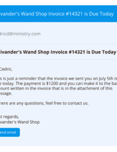 Printable Overdue Invoice Reminder Email Template Docs