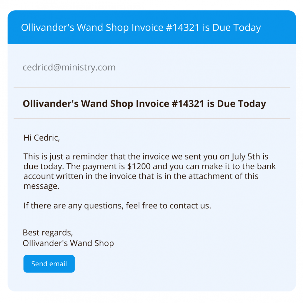Printable Overdue Invoice Reminder Email Template Word