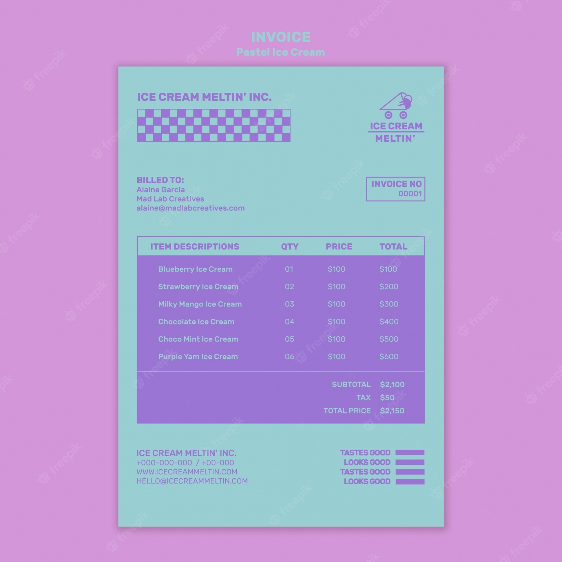 Printable Pastel Invoice Template Docs