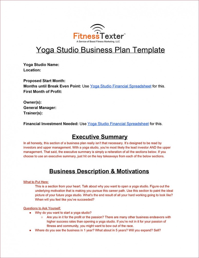  Personal Training Business Plan Template Docs