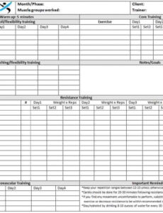 Personal Training Schedule Template Sample