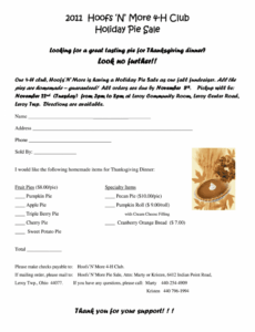 Printable Pie Order Form Template PDF