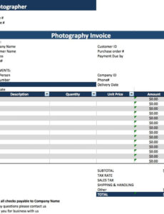 Sample Pography Billing Invoice Template Excel