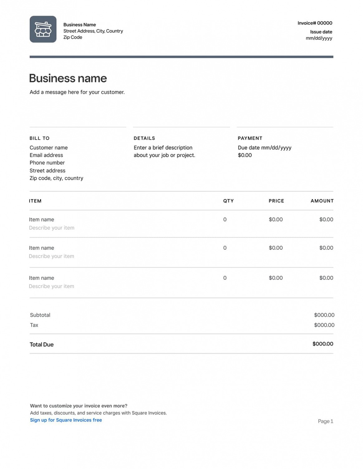 Printable Proper Invoice Template Excel