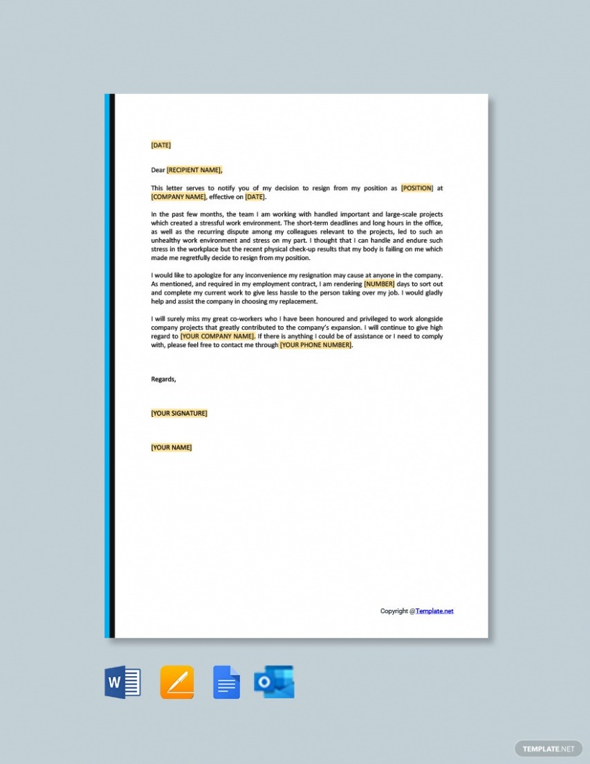 Resignation Letter Due To Hostile Work Environment PDF Resignation Letter Due To Hostile Work Environment PDF