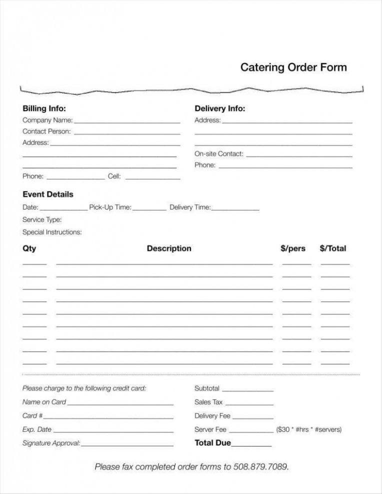 Printable Restaurant Food Order Form Template Word