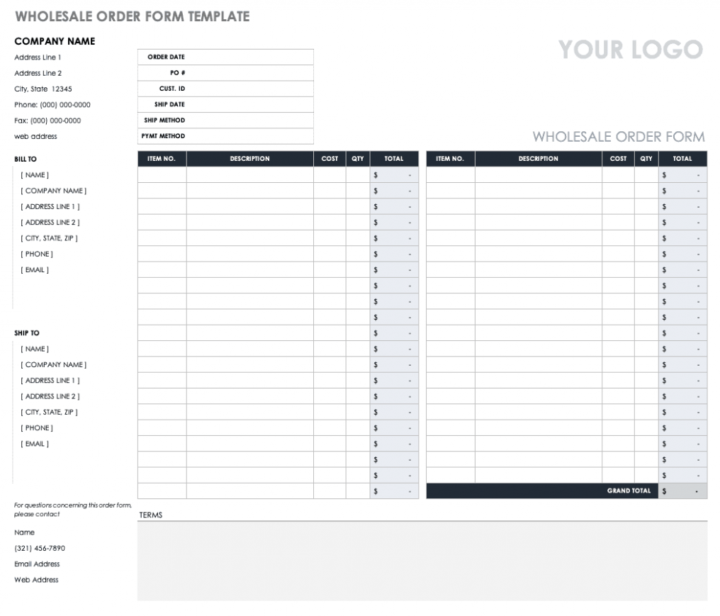 Editable Restaurant Order Guide Template Docs