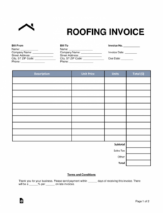 Editable Roofing Contractor Invoice Template PPT