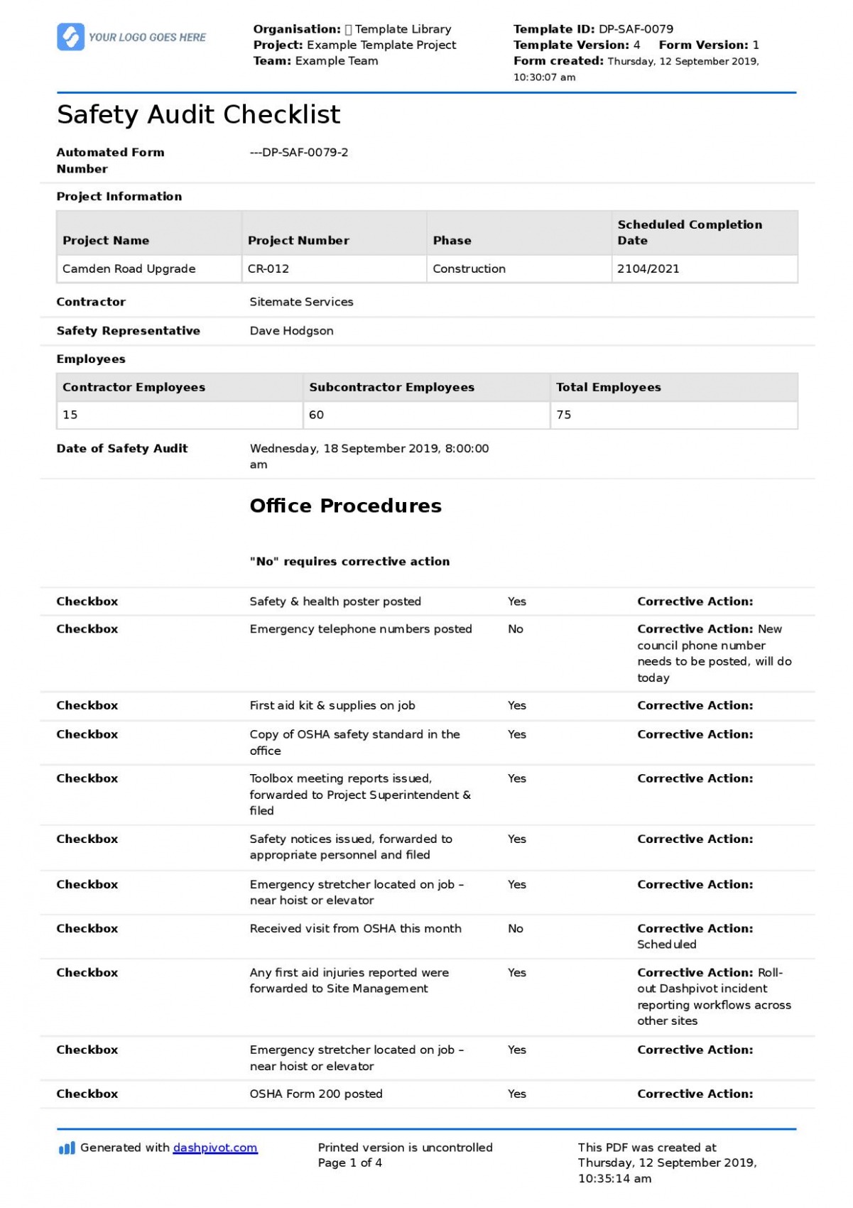  Safety Audit Schedule Template Docs