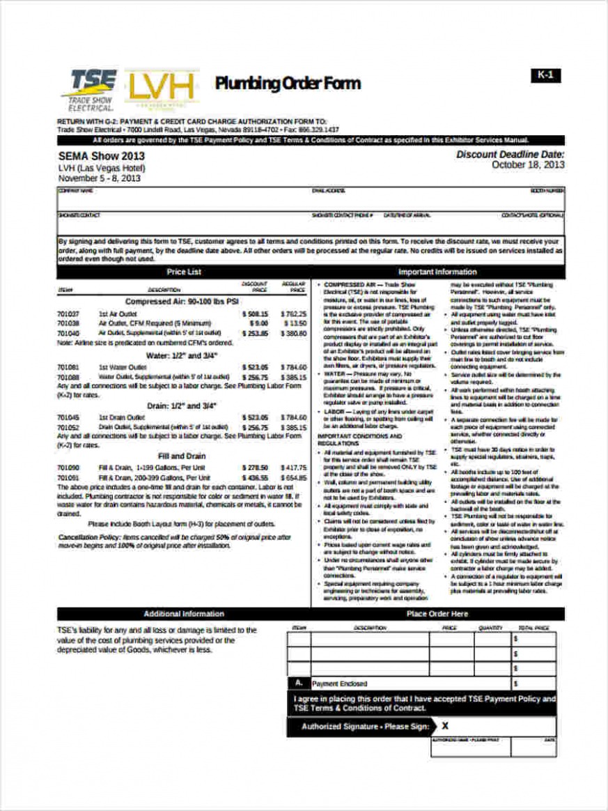 Sample Sample Plumbing Invoice Template PDF