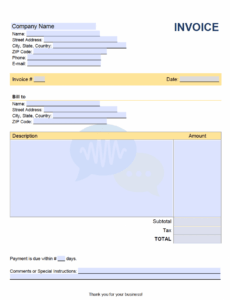 Printable Speech Therapy Invoice Template PPT
