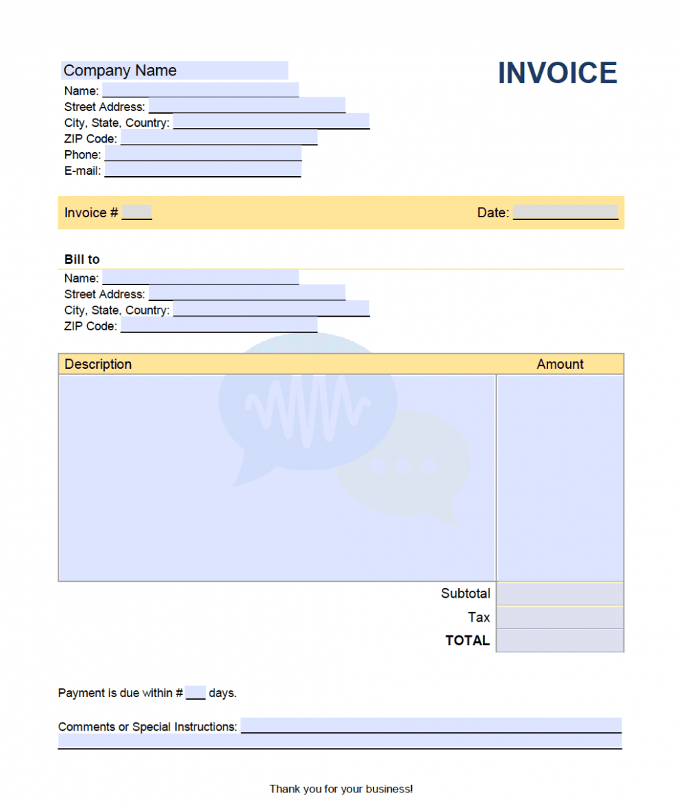 Editable Speech Therapy Invoice Template Docs