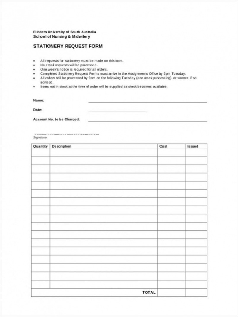 Sample Stationery Purchase Order Template Doc