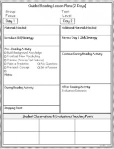 Printable Strategy Group Lesson Plan Template Docs