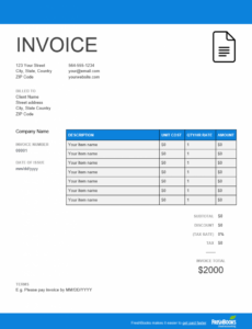 Printable Supplier Invoice Template Excel