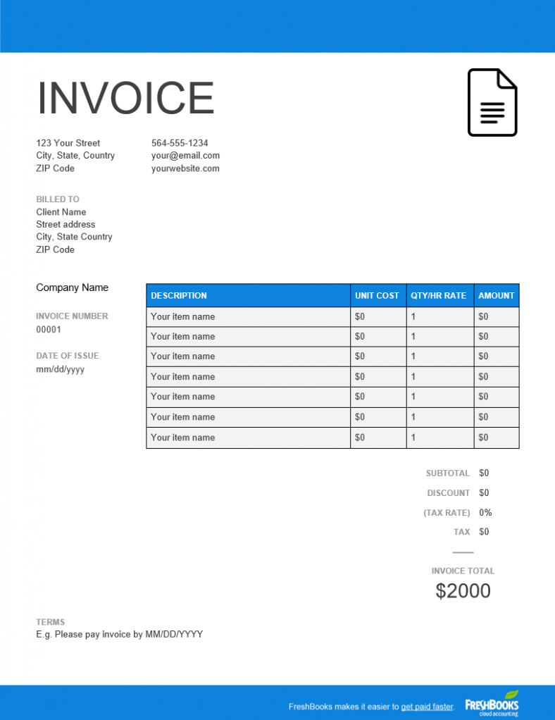 Printable Supplier Invoice Template PDF